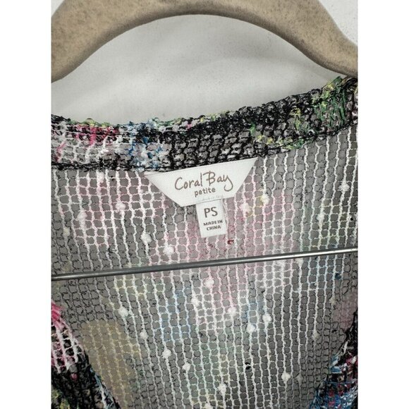 Coral Bay Petites Sheer Floral Too Women Petite Small Colorful Button Front Y2K - Picture 3 of 8